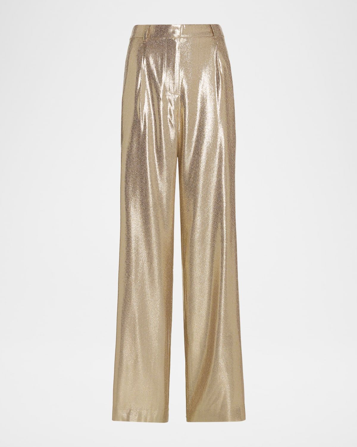 Izzy Silk Lame Wide-Leg Pants