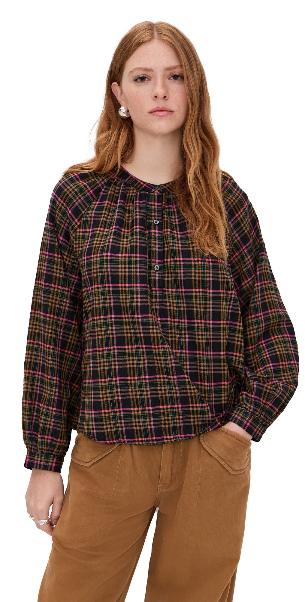 XIRENA Dara Top Espresso Plaid XS