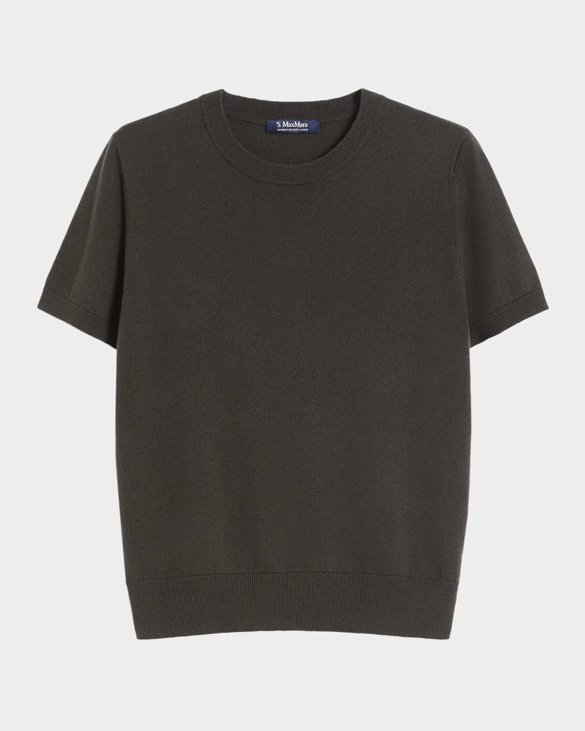 Magenta Wool Short-Sleeve Crewneck Sweater