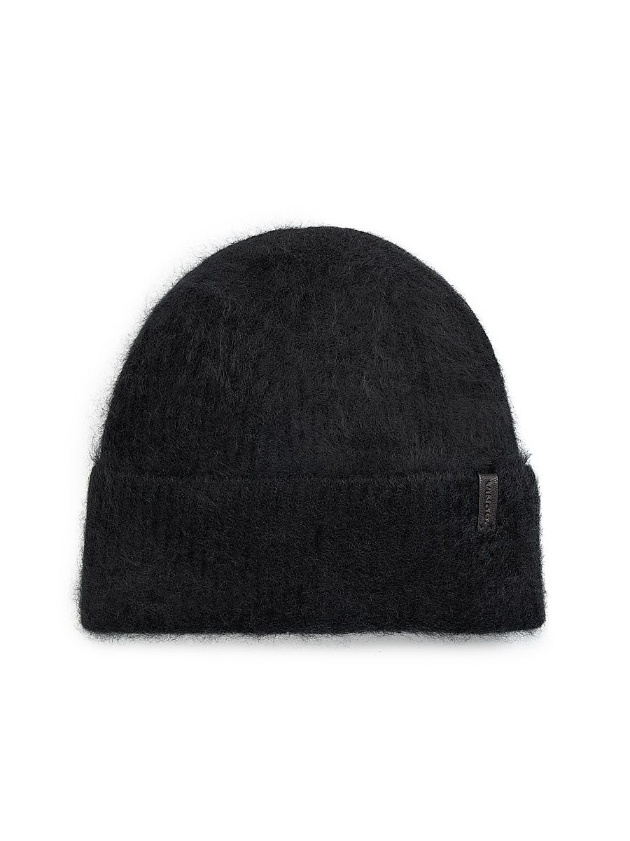 Women's Brushed Cashmere Cuffed Beanie - Black