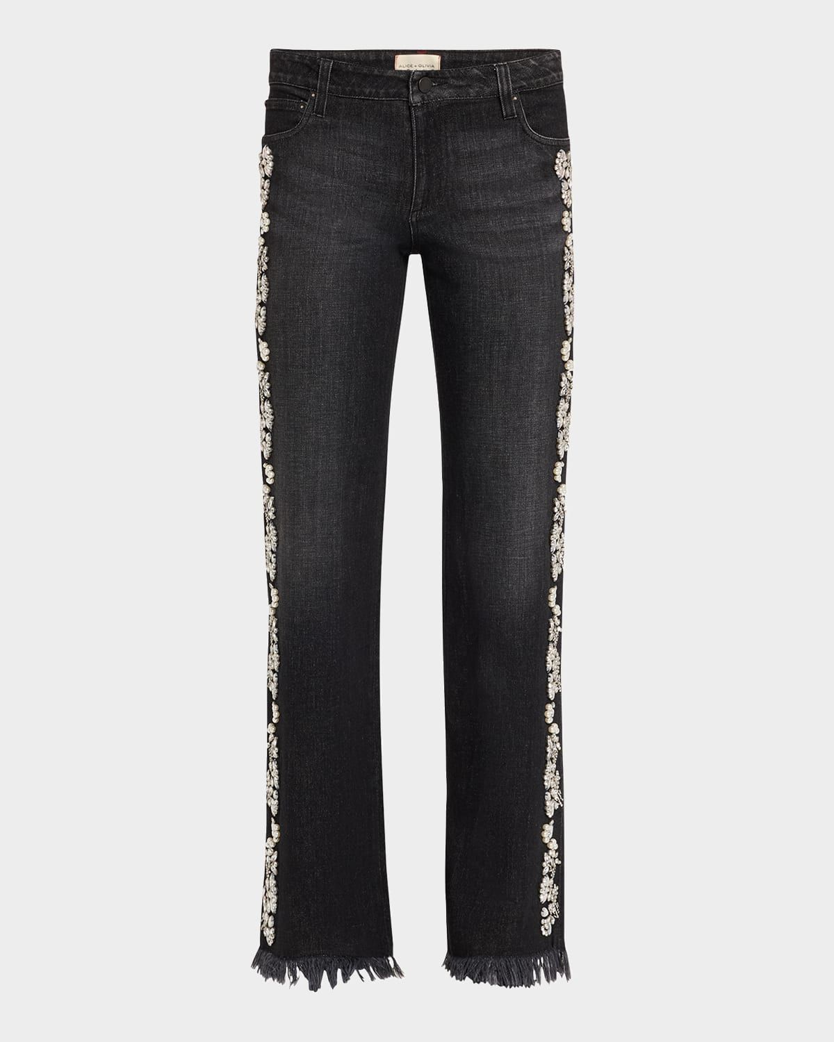 Roxie Embellished Straight-Leg Jeans