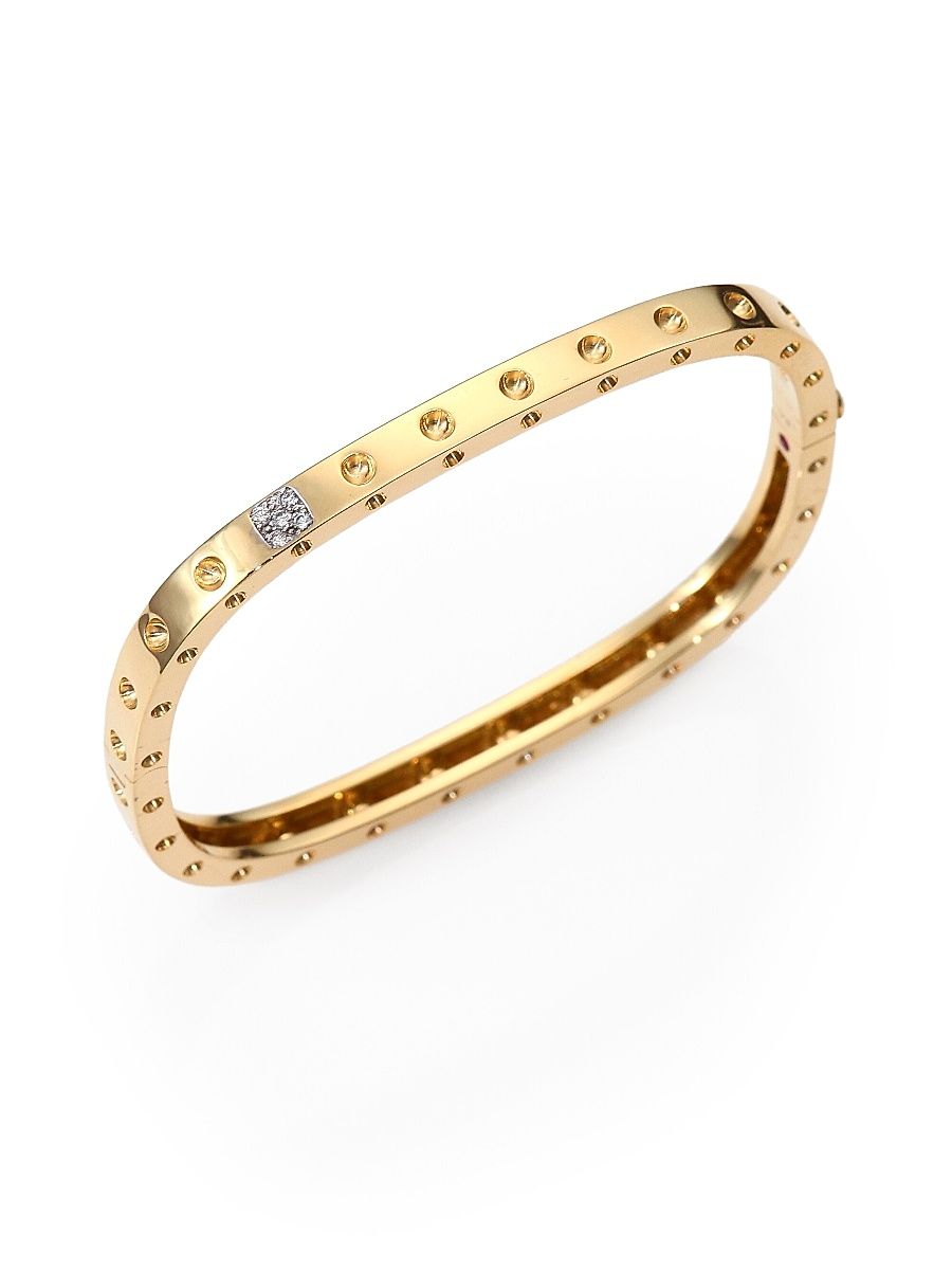 Women's Pois Moi Diamond & 18K Yellow Gold Single-Row Bangle Bracelet - Gold - Size 7