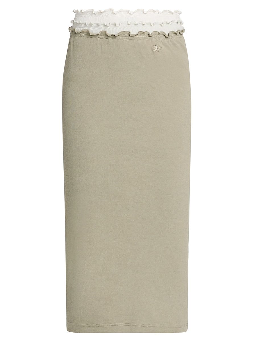 Women's Layered Jersey Midi-Skirt - Open Green - Size XS