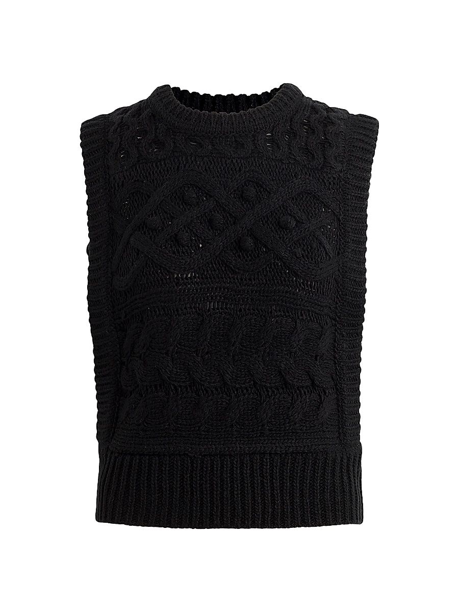 Women's The Clara Cable-Knit Sweater Vest - Black - Size Small