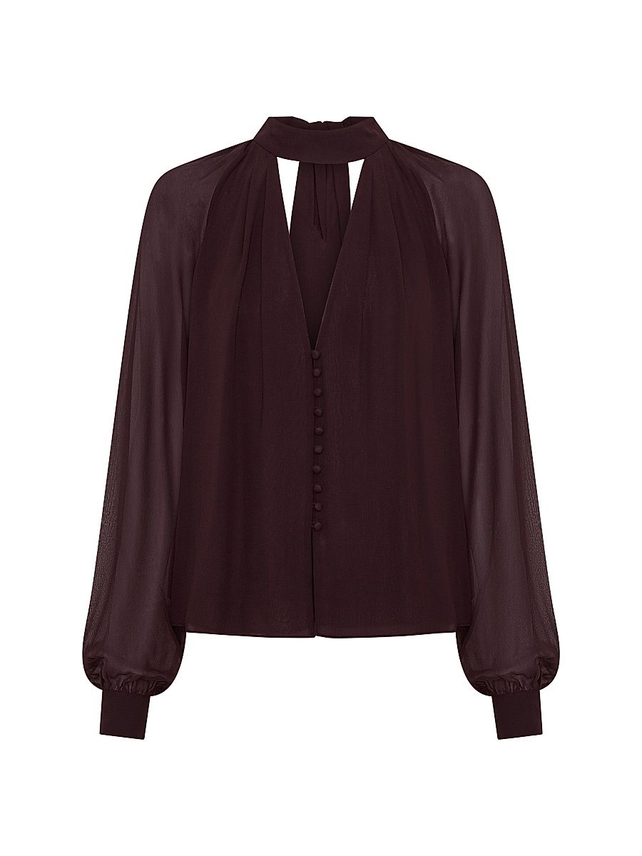 Women's Elisa Scarf V-Neck Top - Cacao - Size 8