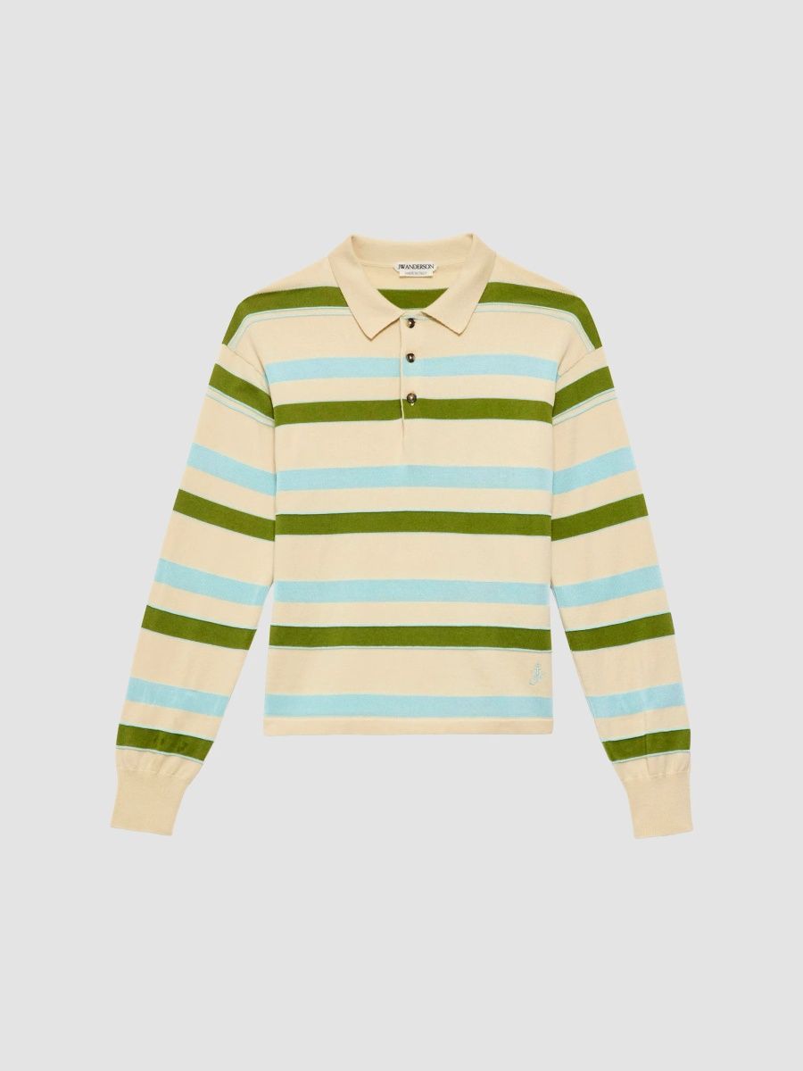 JW Anderson Men's Rugby Knit Polo Shirt - Ivory - Size Small