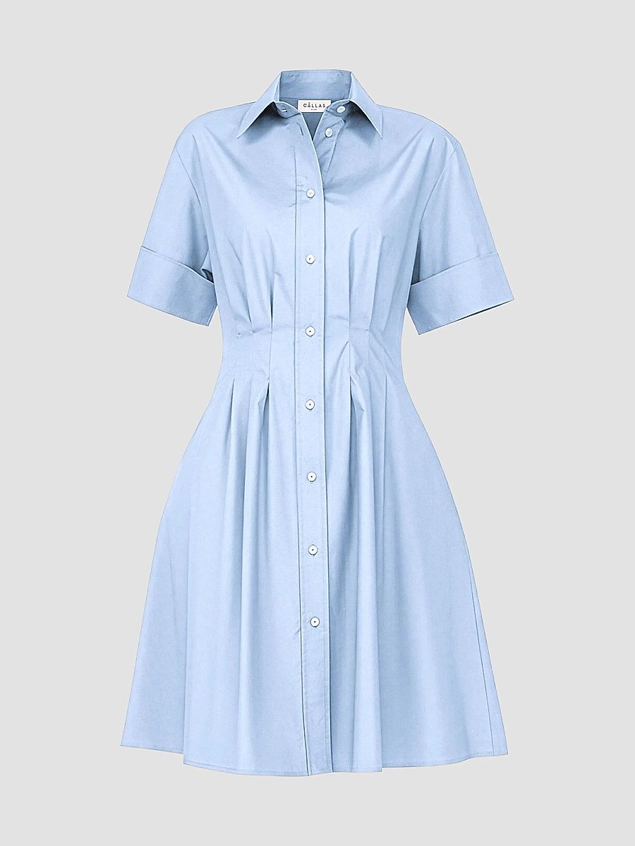 Callas Milano Women's Bergamo Fit and Flare Shirt Dress - Pale Blue - Size 6
