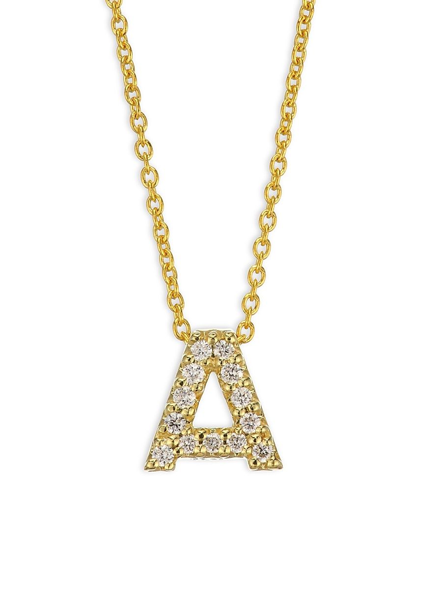 Women's Tiny Treasures Diamond & 18K Yellow Gold Initial Necklace - Initial M