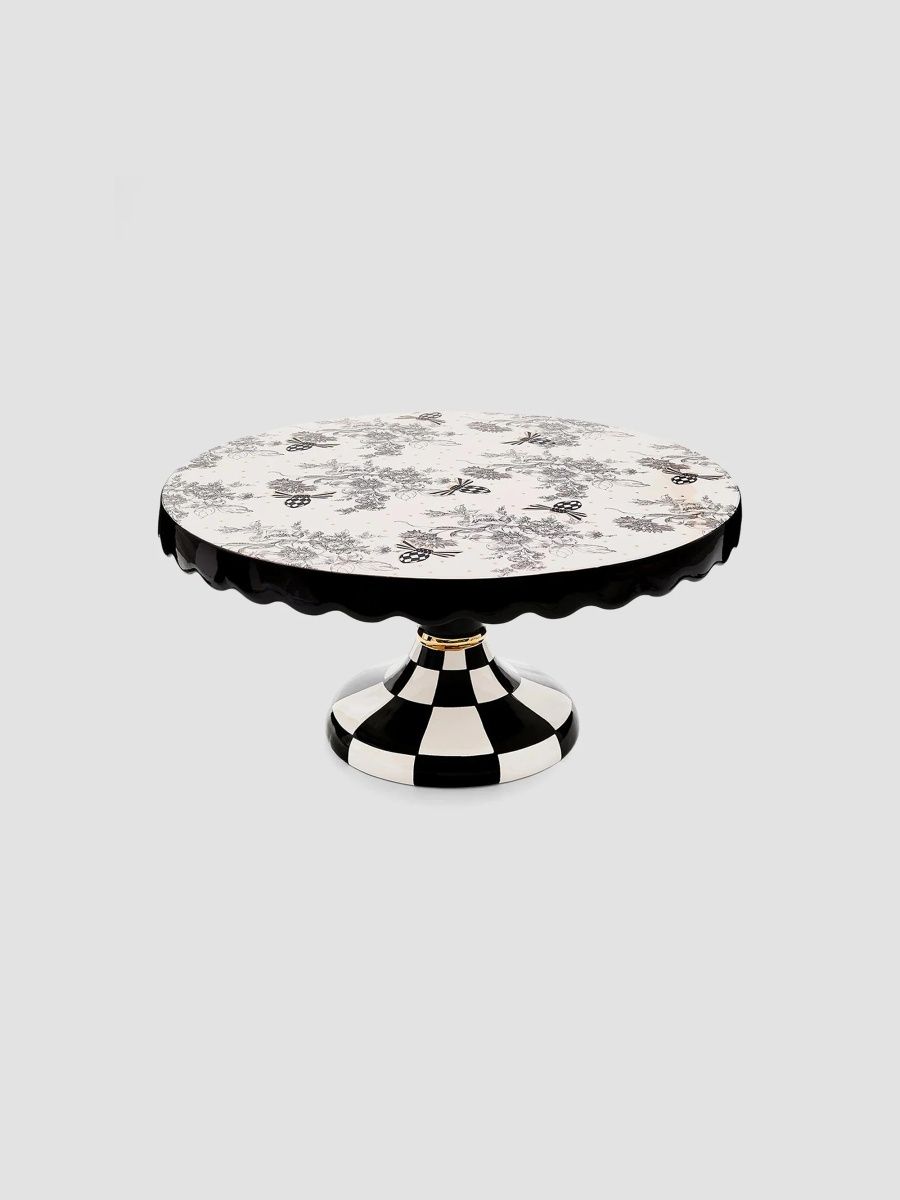 MacKenzie-Childs Bee Toile Large Ceramic Cake Stand