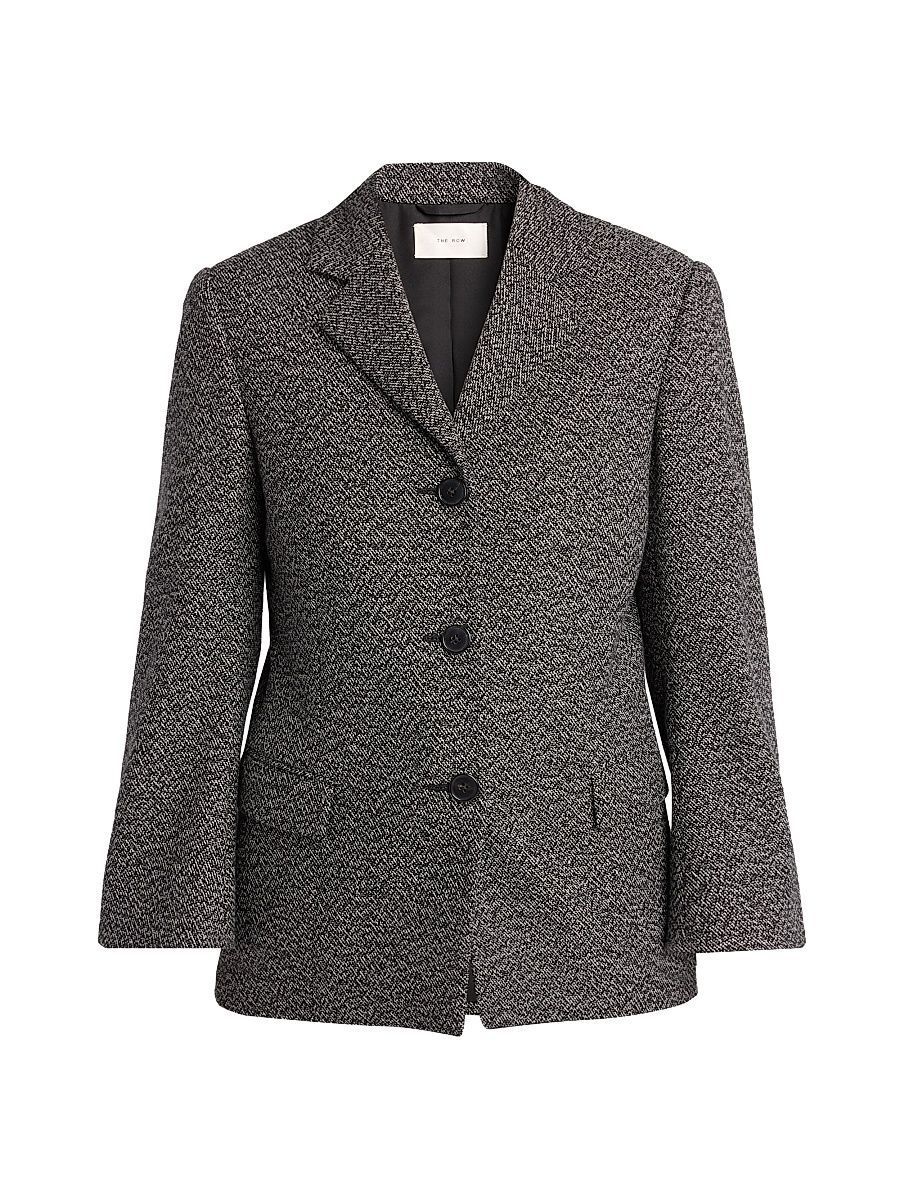 Women's Eudora Cashmere-Wool Blazer - Black White - Size 12