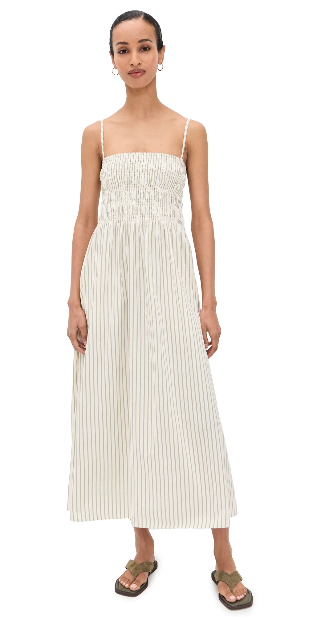 Pistola Bianca Dress Sage Egret Stripe S