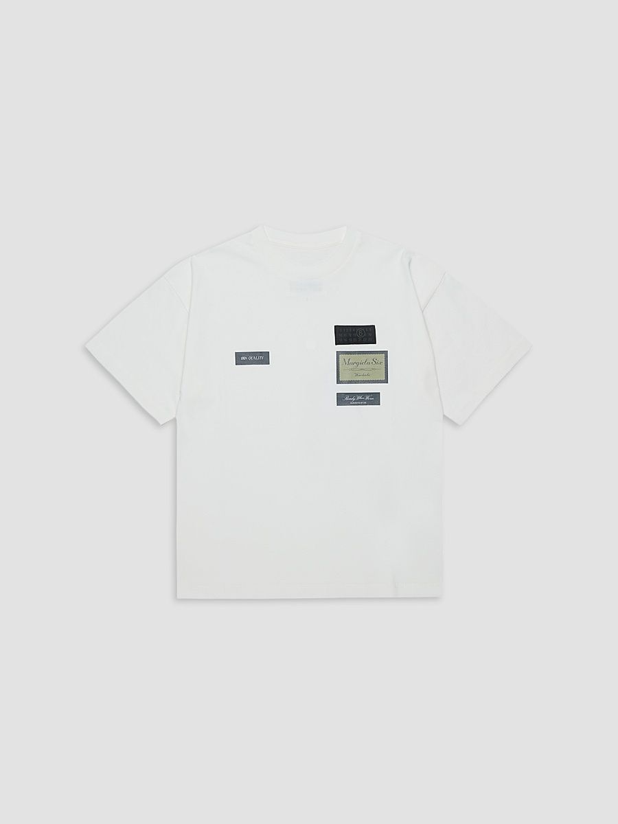 Little Kid's & Kid's Logo Patches T-Shirt - Natural White - Size 8