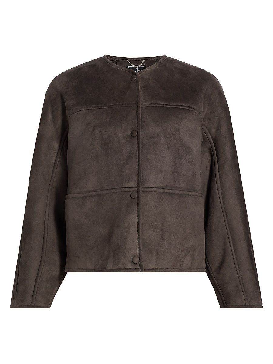 Women's Heather Collarless Reversible Coat - Gray - Size XL