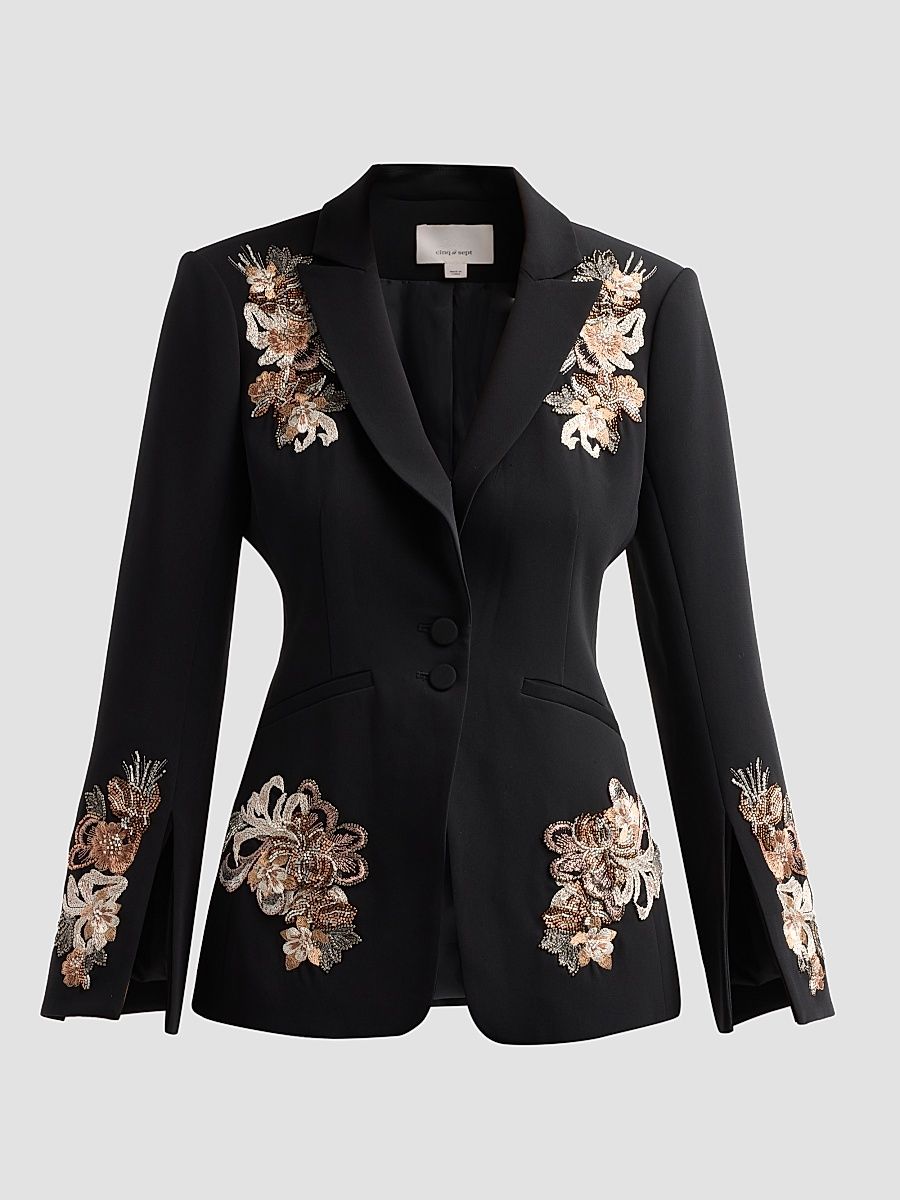 Women's Isby Floral Border Blazer - Black Neutral Multi - Size 16