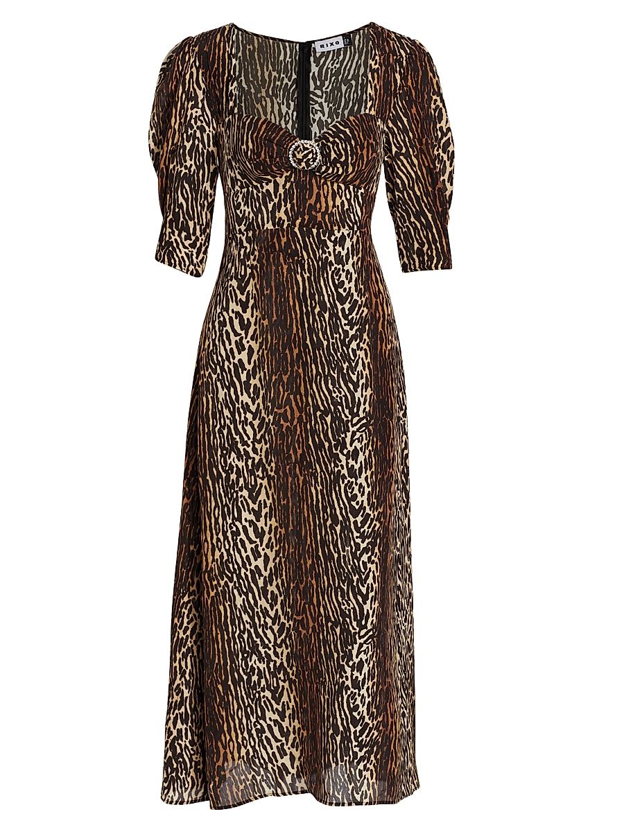 Women's Karen Leopard Midi-Dress - Bohemia Leopard - Size XS