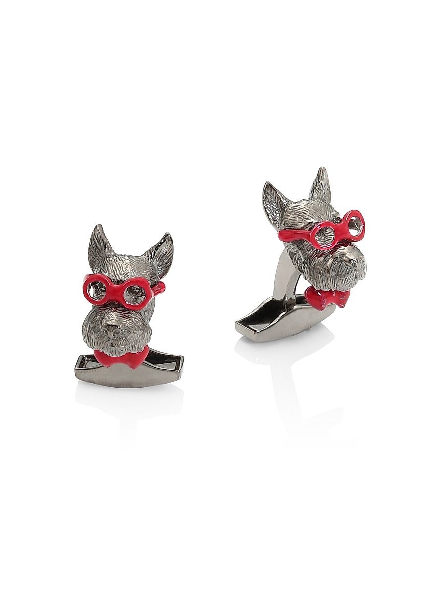 Men's Scottish Terrier Cufflinks - Red