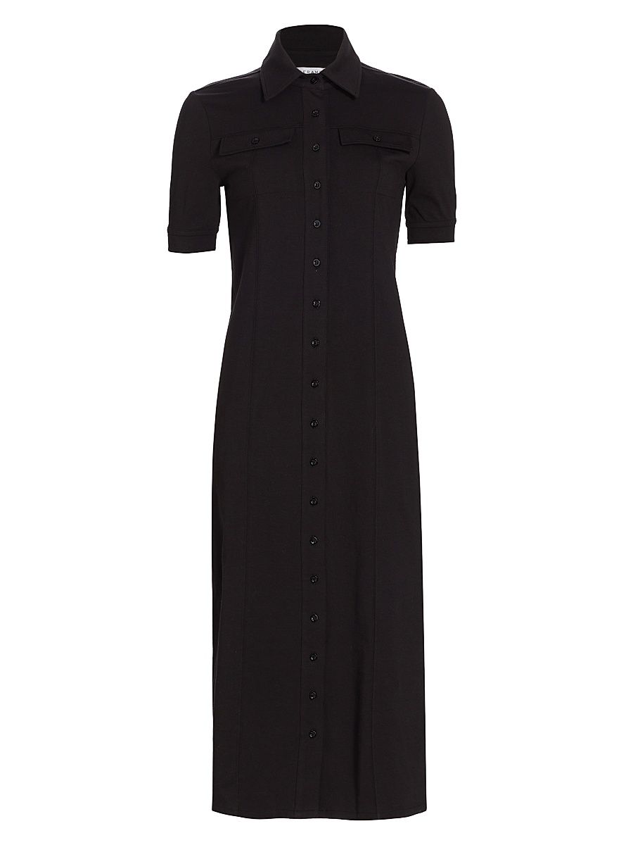 Women's Jersey Utility Short-Sleeve Shirtdress - Black - Size XS