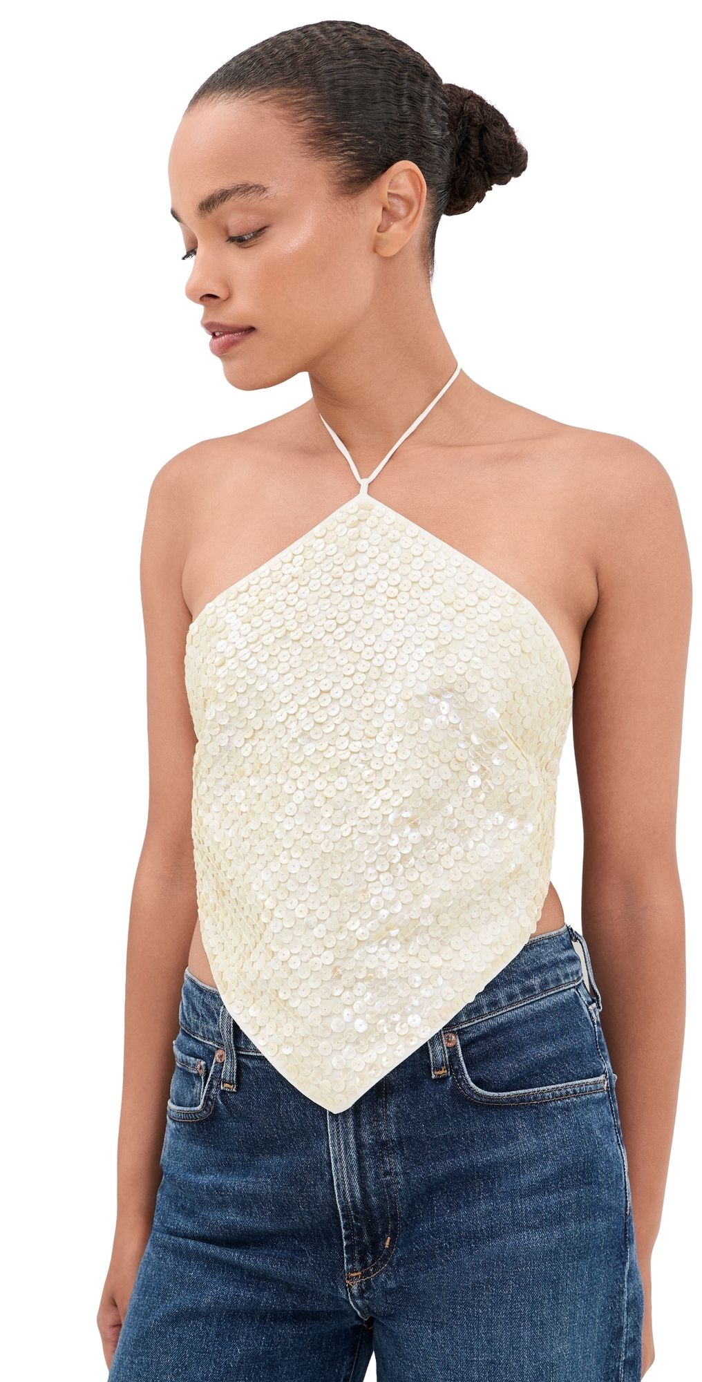 Chan Luu Shell Backless Halter Top Natural One Size