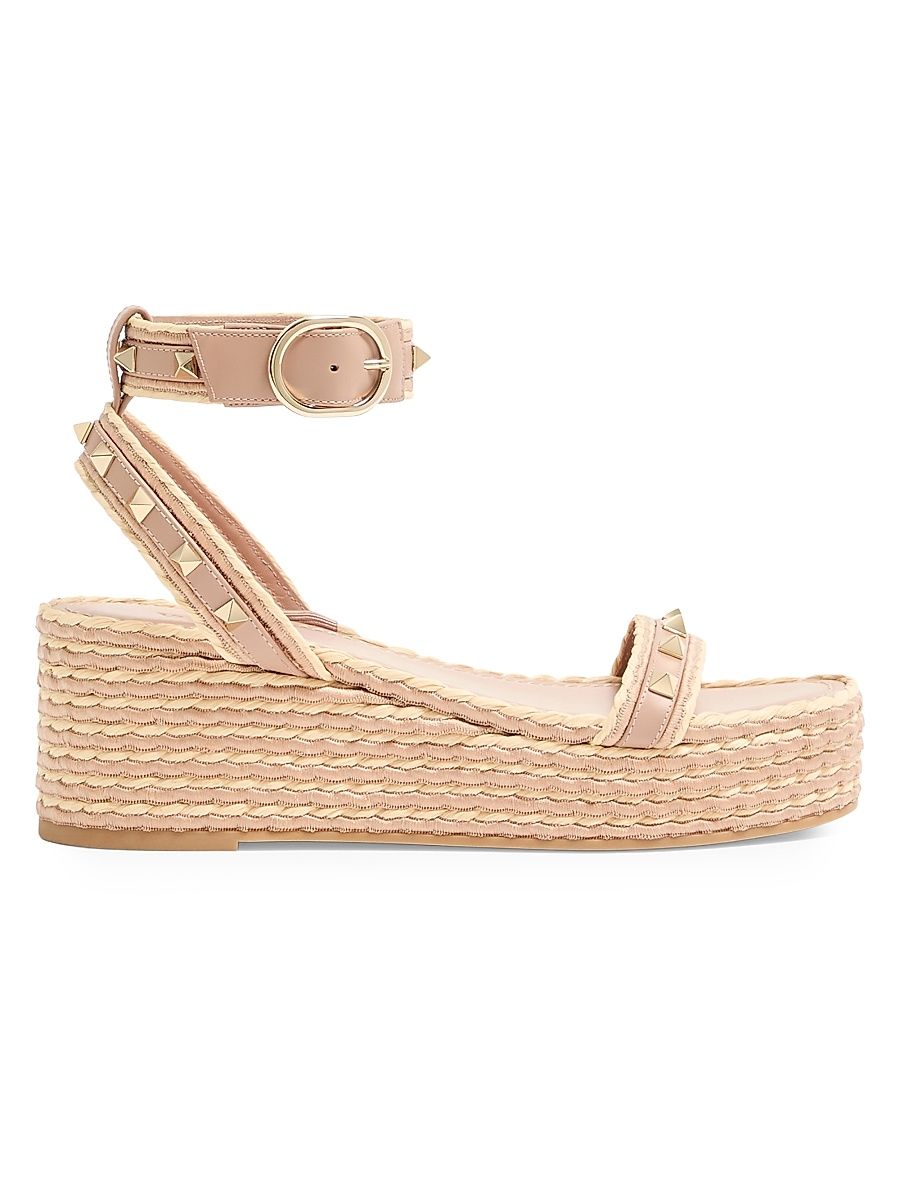 Women's Rockstud 45MM Flatform Sandals - Rose Cannelle - Size 11
