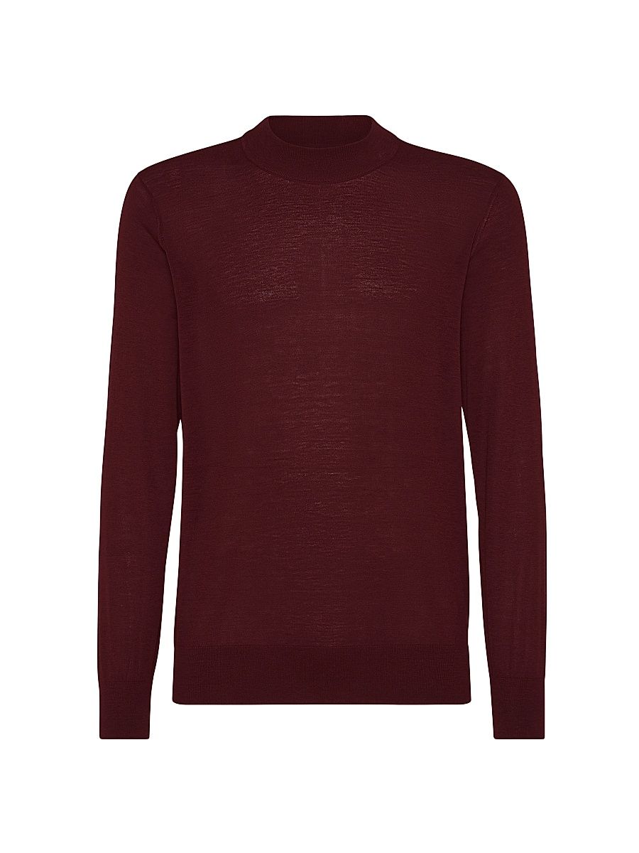 Men's Silk and Cotton Lightweight Sweater - Amaranth Red - Size 46