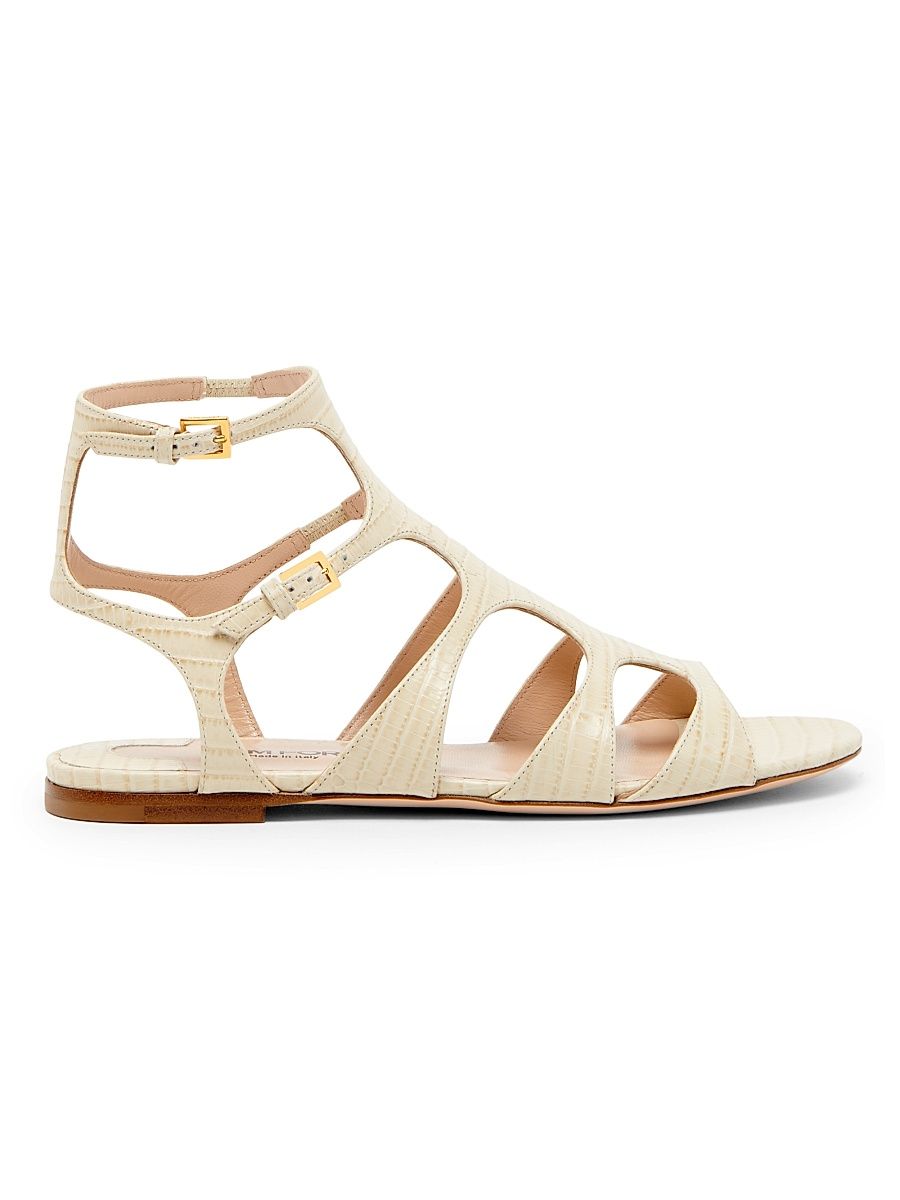 Women's Tejus Printed Leather Sandals - Ivory - Size 5.5