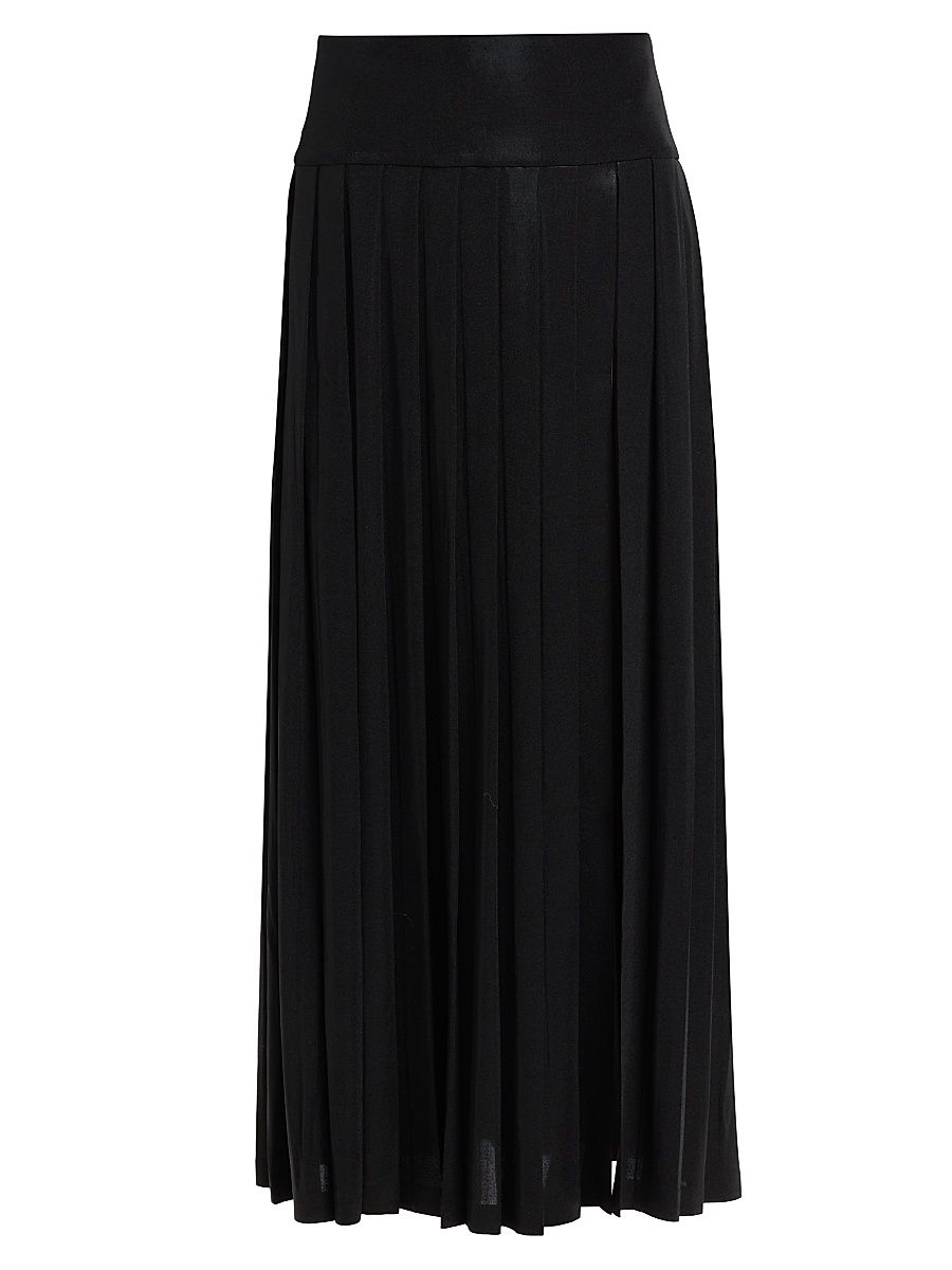 Women's Pleated Slit Maxi Skirt - Black - Size Medium