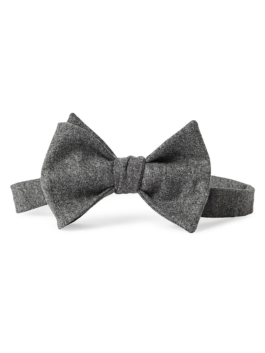 Men's Wool, Silk and Cashmere Lightweight Flannel Bow Tie - Dark Grey