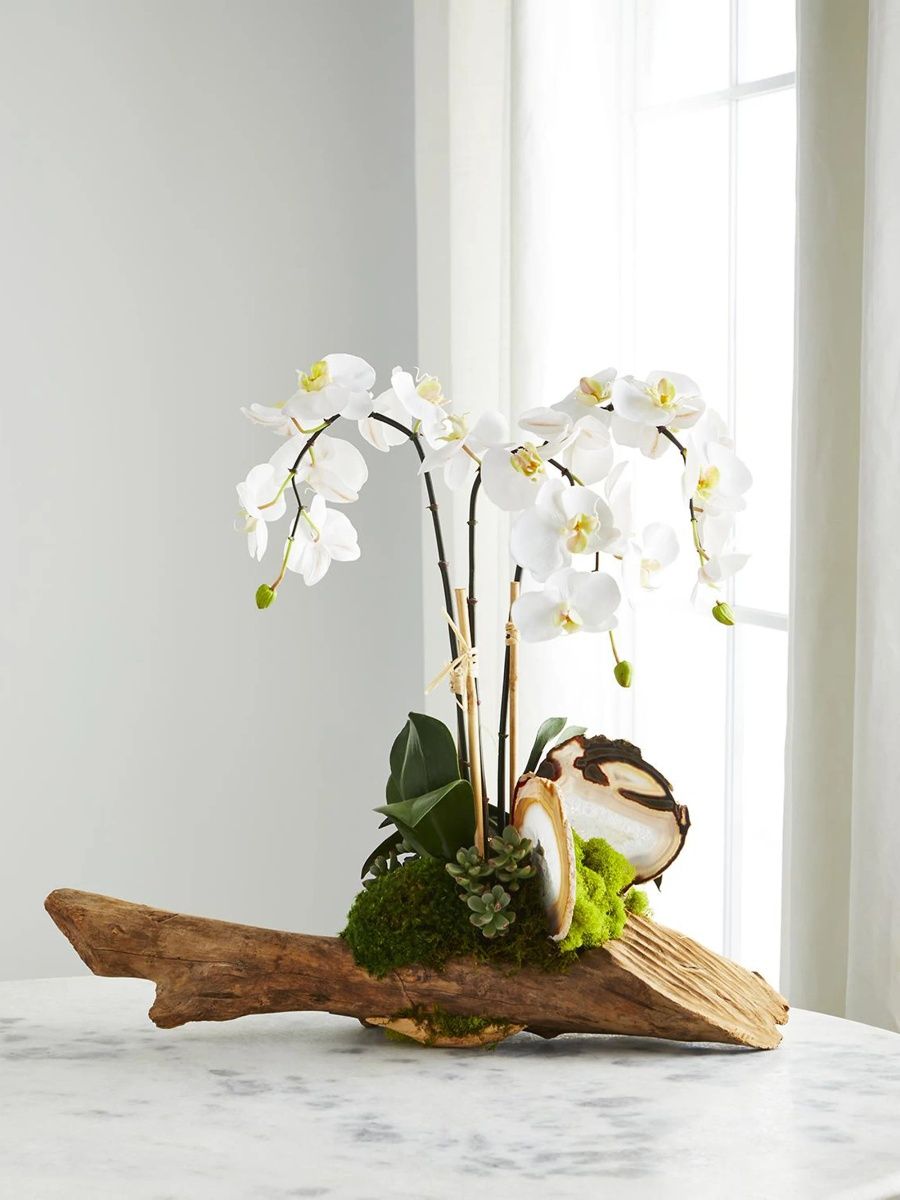 Artificial Orchid Floral Arrangement - White