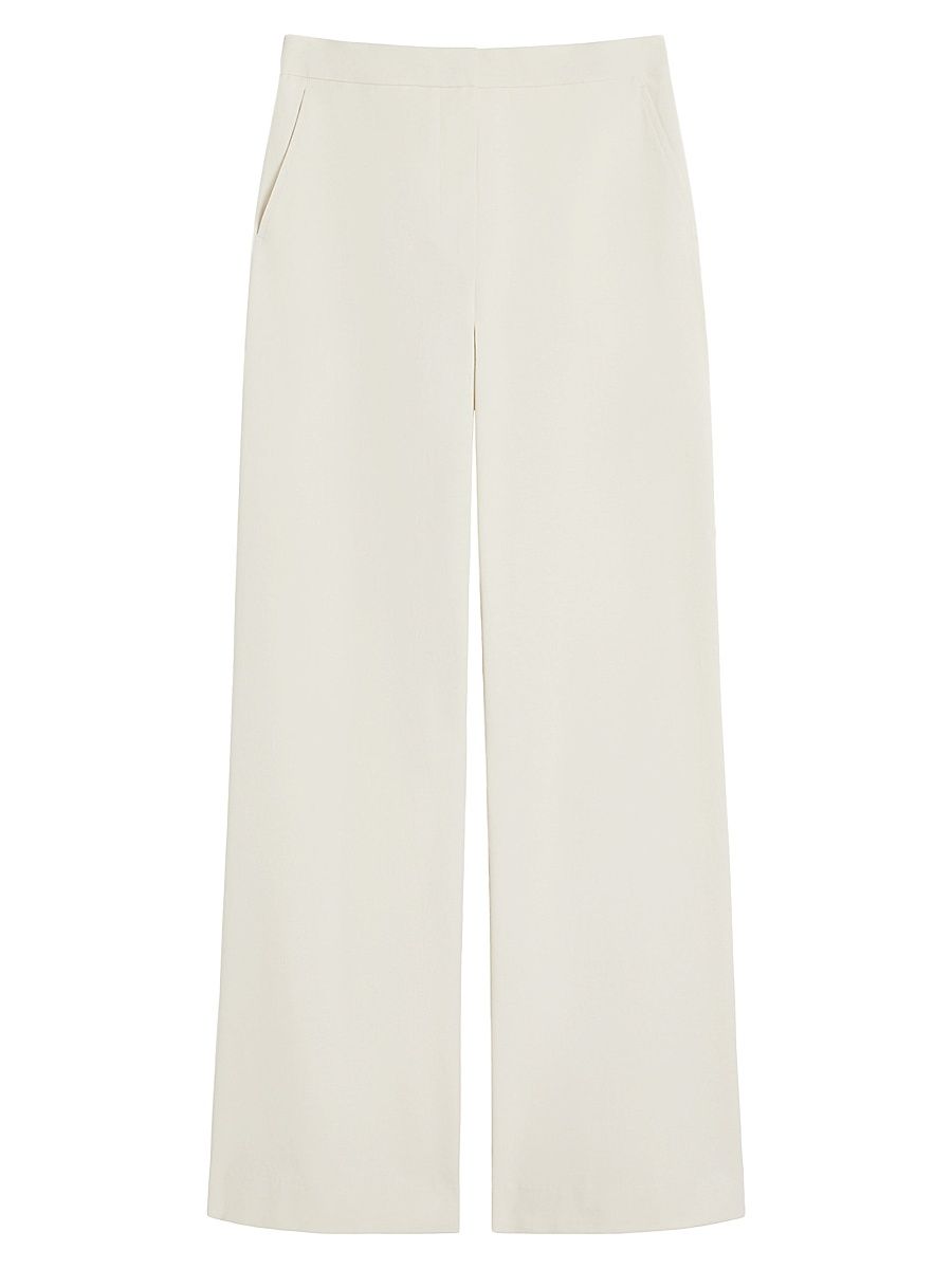 Women's Straight Fit Cotton Twill Trousers - Ivory - Size 16