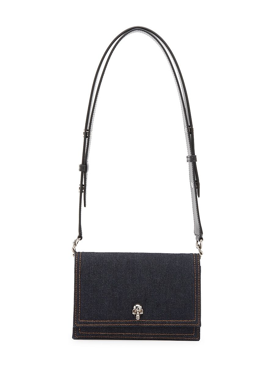 Women's Small Denim Skull Bag - Denim Black