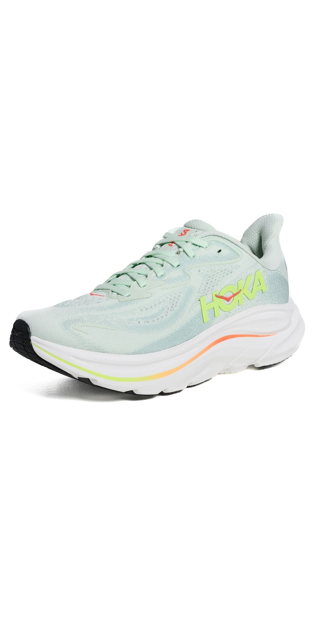 HOKA Clifton 10 Sneakers Sea Glass/Neon Flame 6.5
