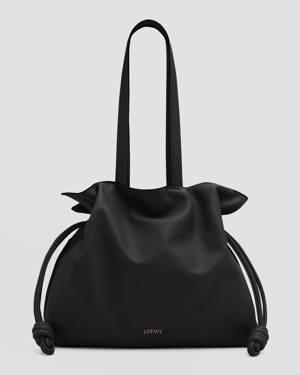 Flamenco Large Clutch Bag in Napa Leather with Golden Foil Anagram