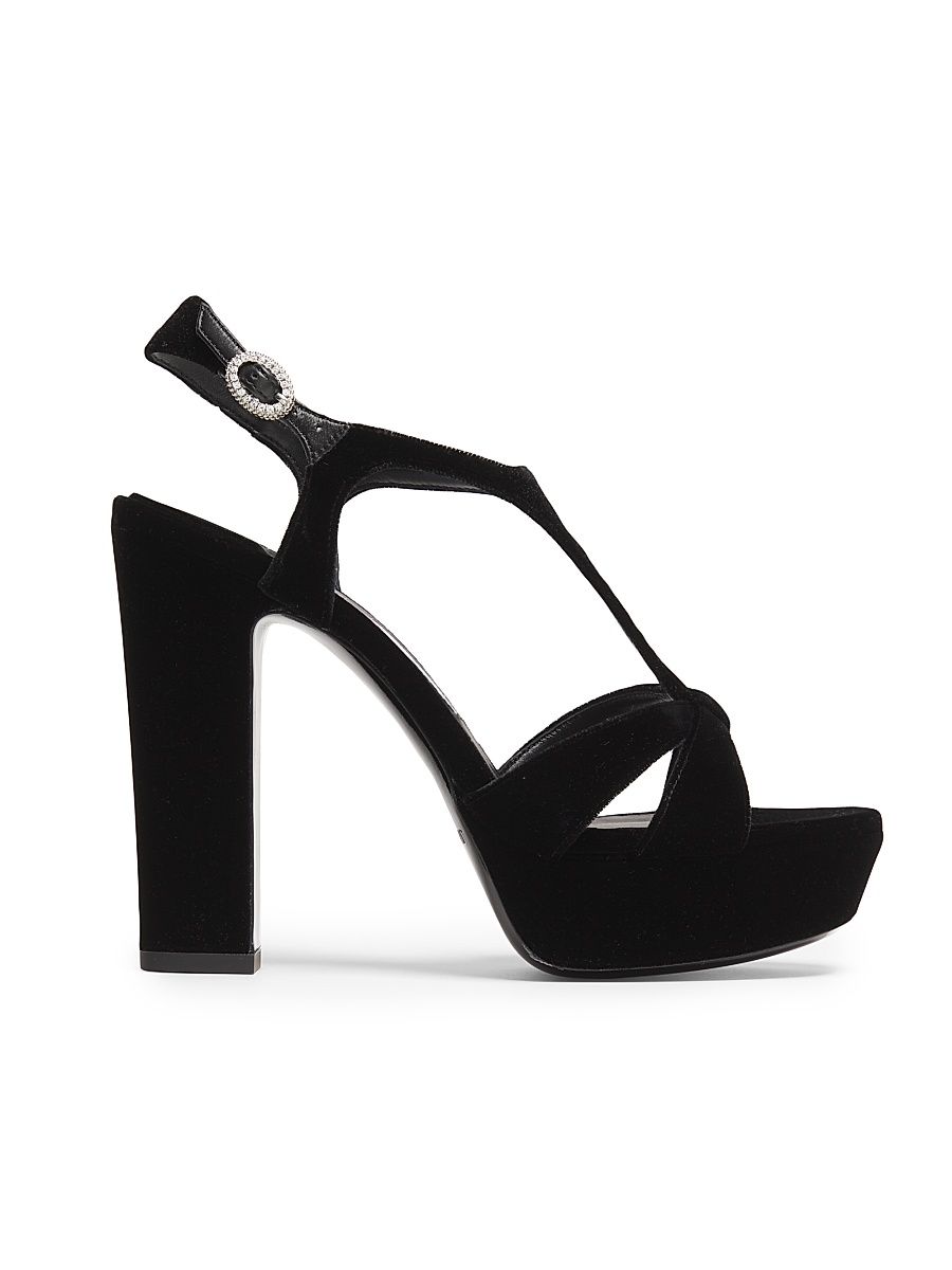 Women's Kesia 120MM Velvet Platform Sandals - Black - Size 11