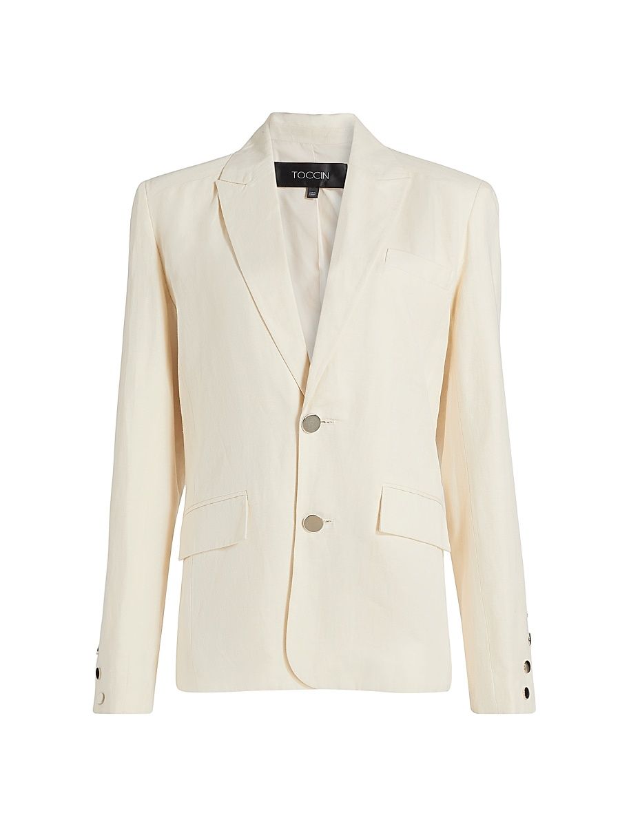 Women's Willa Boyfriend Cotton-Blend Blazer - Bone - Size 14