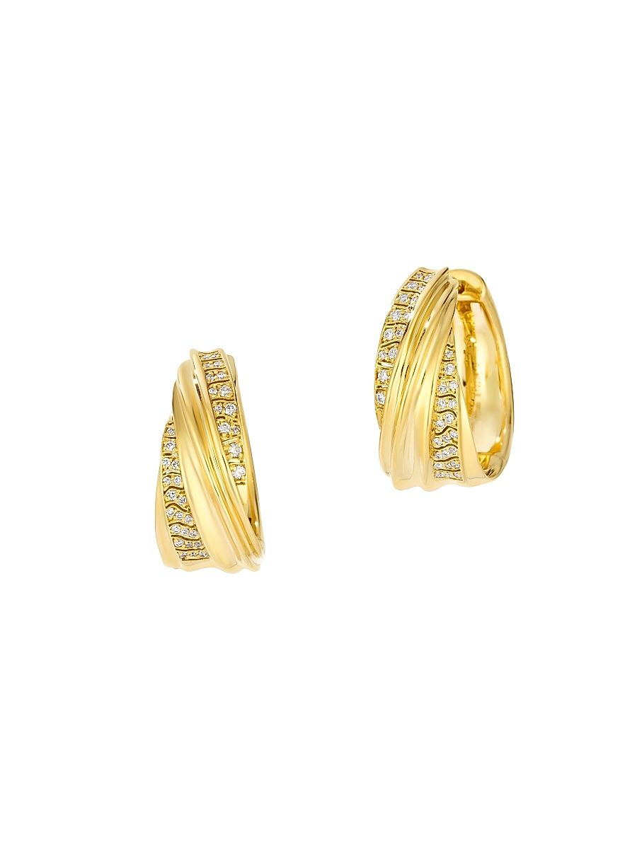 Women's Dunas 18K Yellow Gold & 0.22 TCW Diamond Hoop Earrings - Yellow Gold