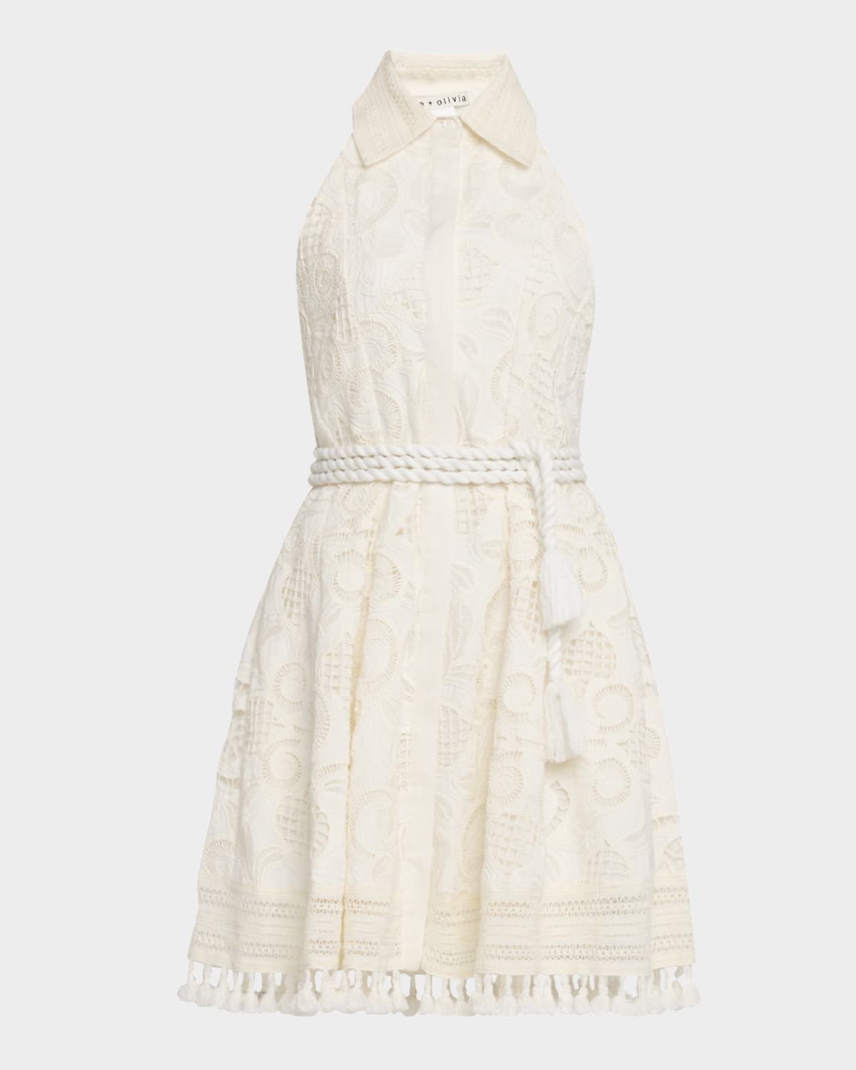 Lucy Eyelet Halter Mini Shirtdress