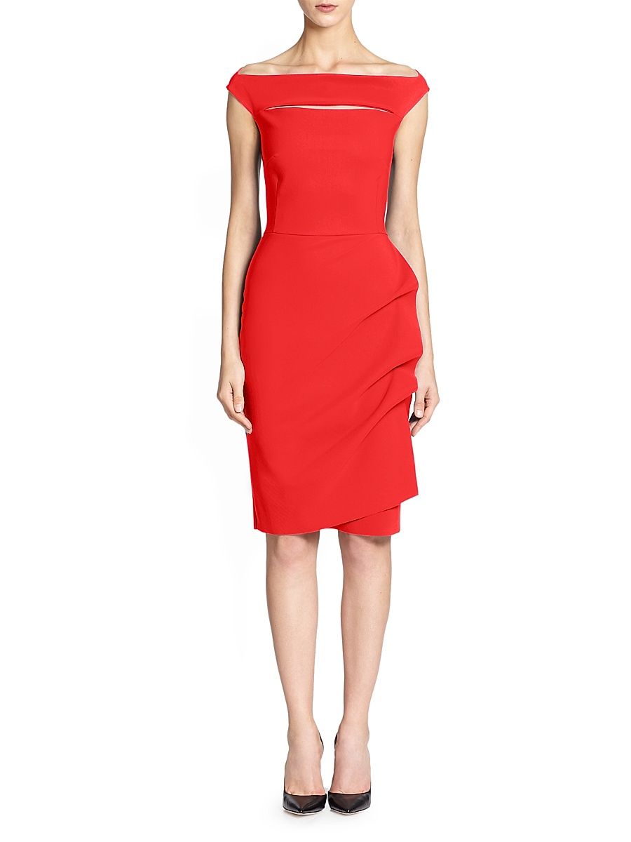 Chiara Boni La Petite Robe Women's Melania Short Off-The-Shoulder Dress - Scarlet - Size 18