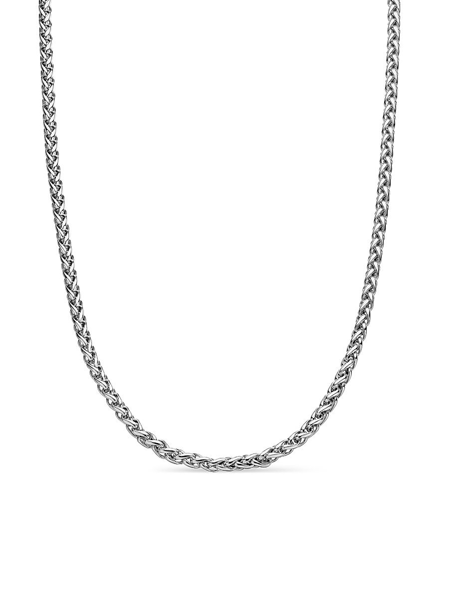 Men's Wheat Chain Necklace in Sterling Silver - Silver - Size 20