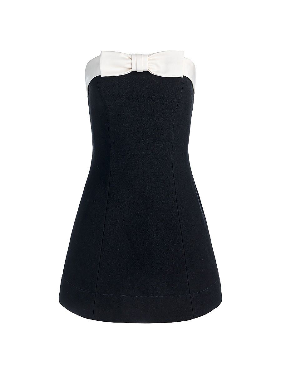 Women's Katya Sculpted Bow Strapless Romper - Black Off White - Size 14