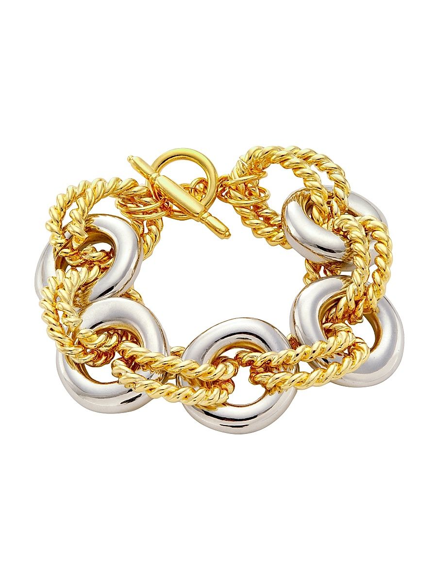 Women's Two-Tone Rhodium-Plated & 22K Gold-Plated Link Bracelet - Gold