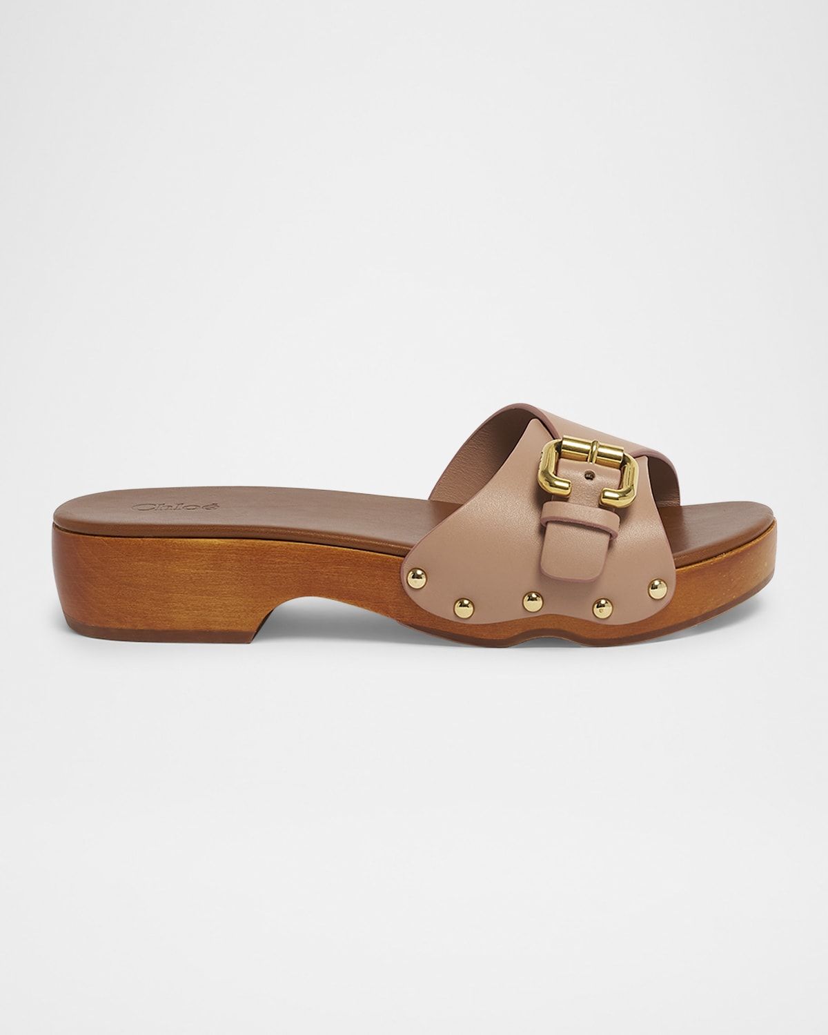 Jeannette Leather Buckle Clog Sandals
