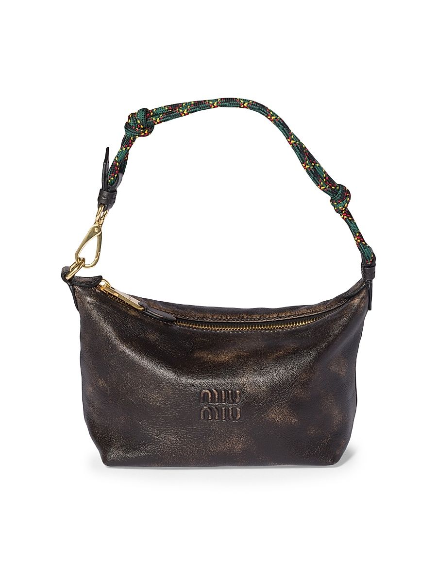 Women's Leather Top Handle Bag - Brown