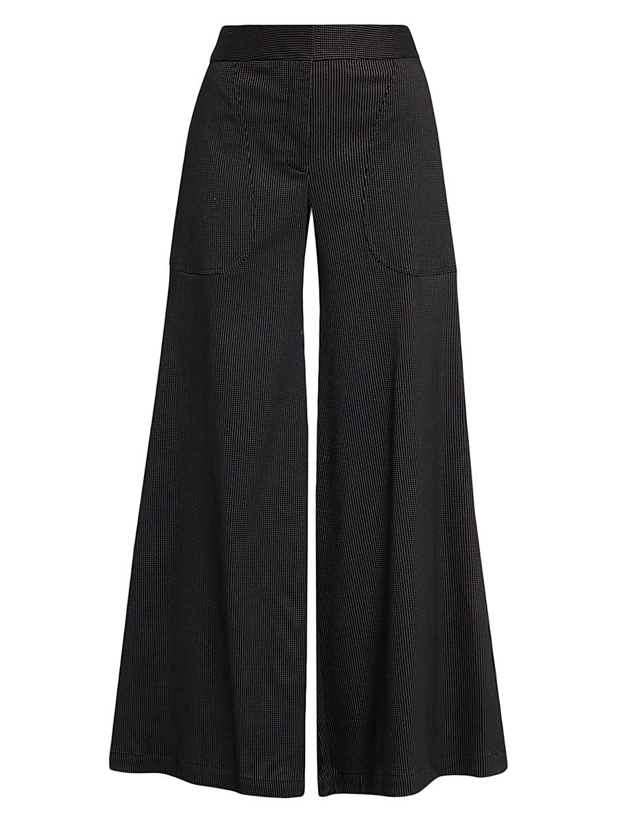 Women's Oslo Checkered Wide-Leg Pants - Midnight - Size XL