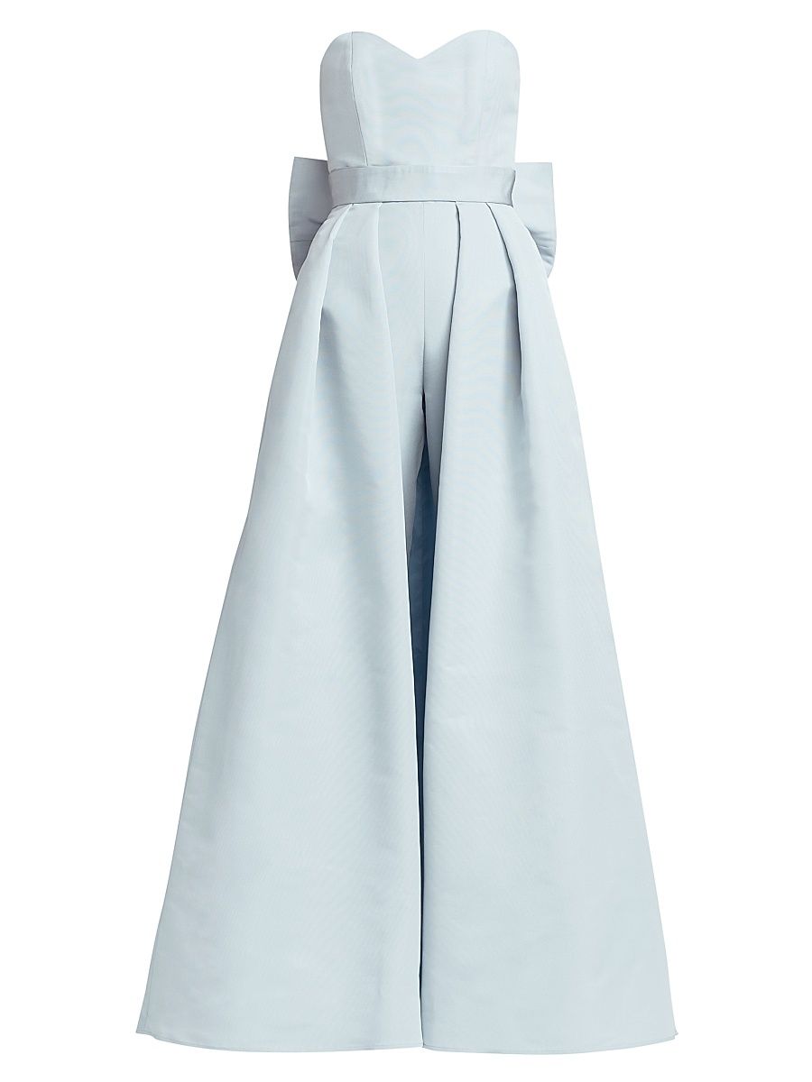 Women's Silk Faille Bow Back Convertible Skirt Jumpsuit - Light Blue - Size 4