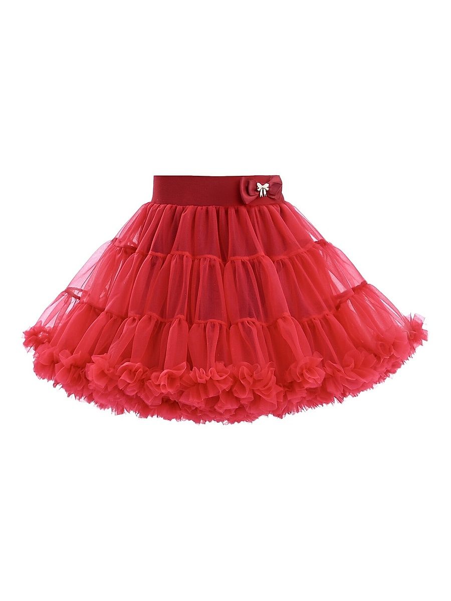 Little Girl's & Girl's Bow Tulle Skirt - Red - Size 9