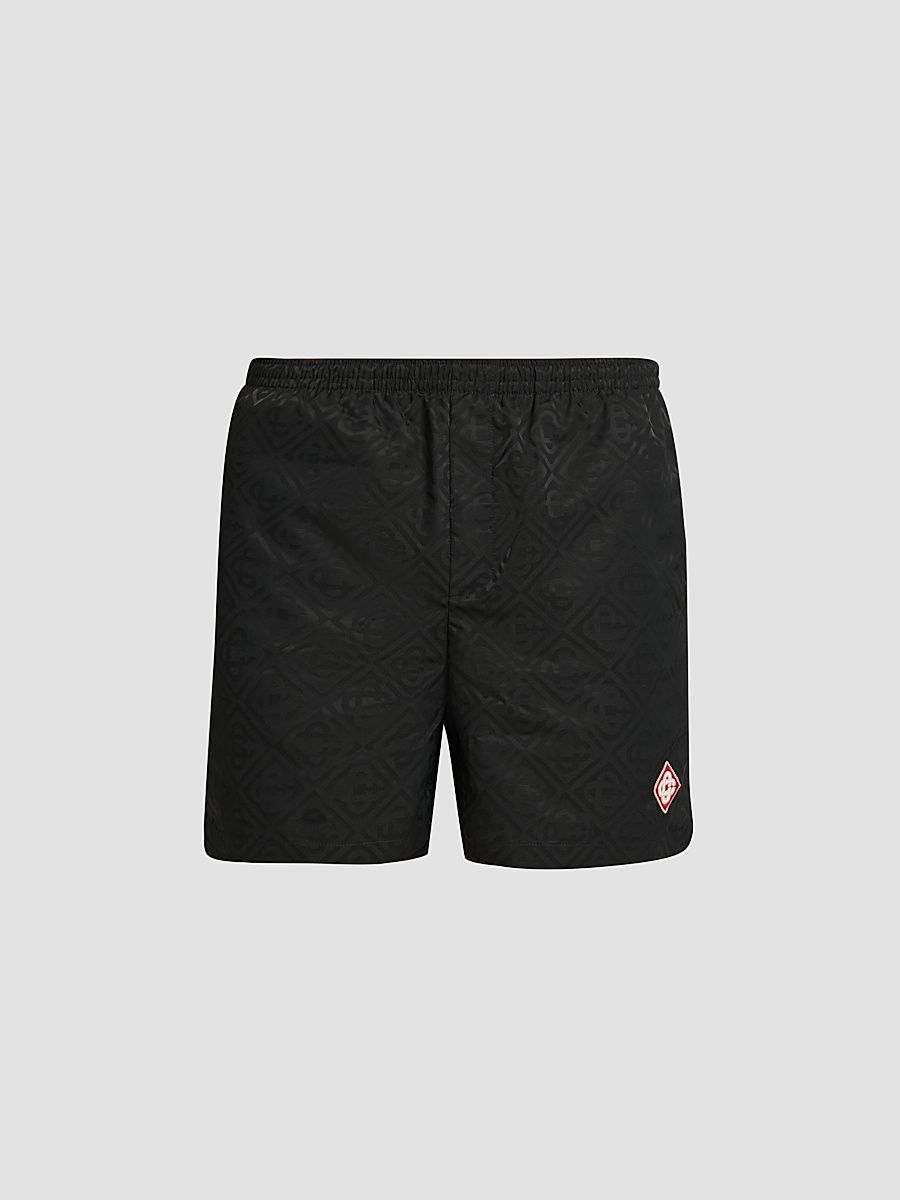 Men's Jacquard Swim Shorts - Black - Size XXL