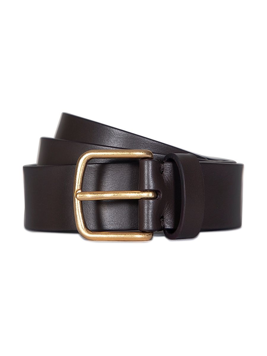 Women's Flat Shiny Leather Belt - Cacao Brown - Size XS