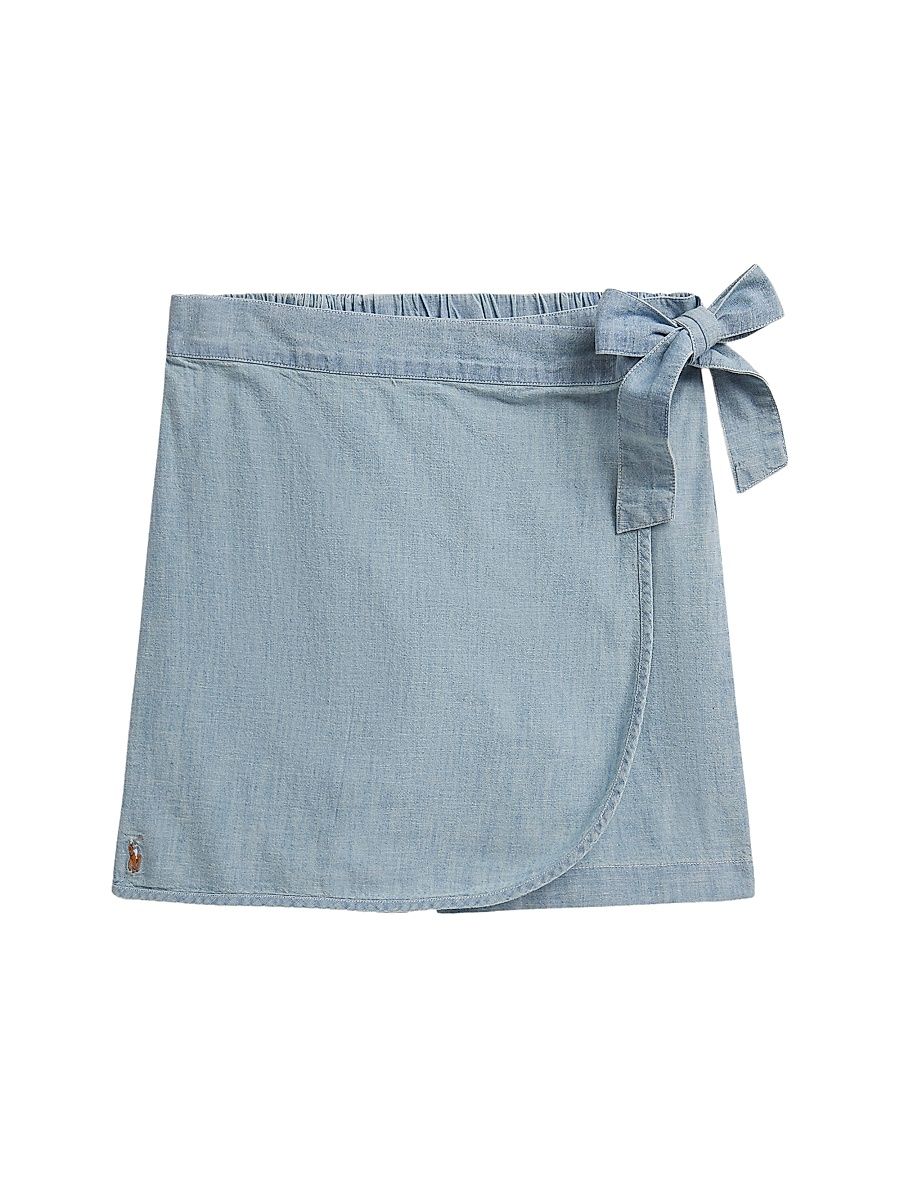 Little Girl's & Girl's Chambray Wrap Skort - New Medium Wash - Size 8