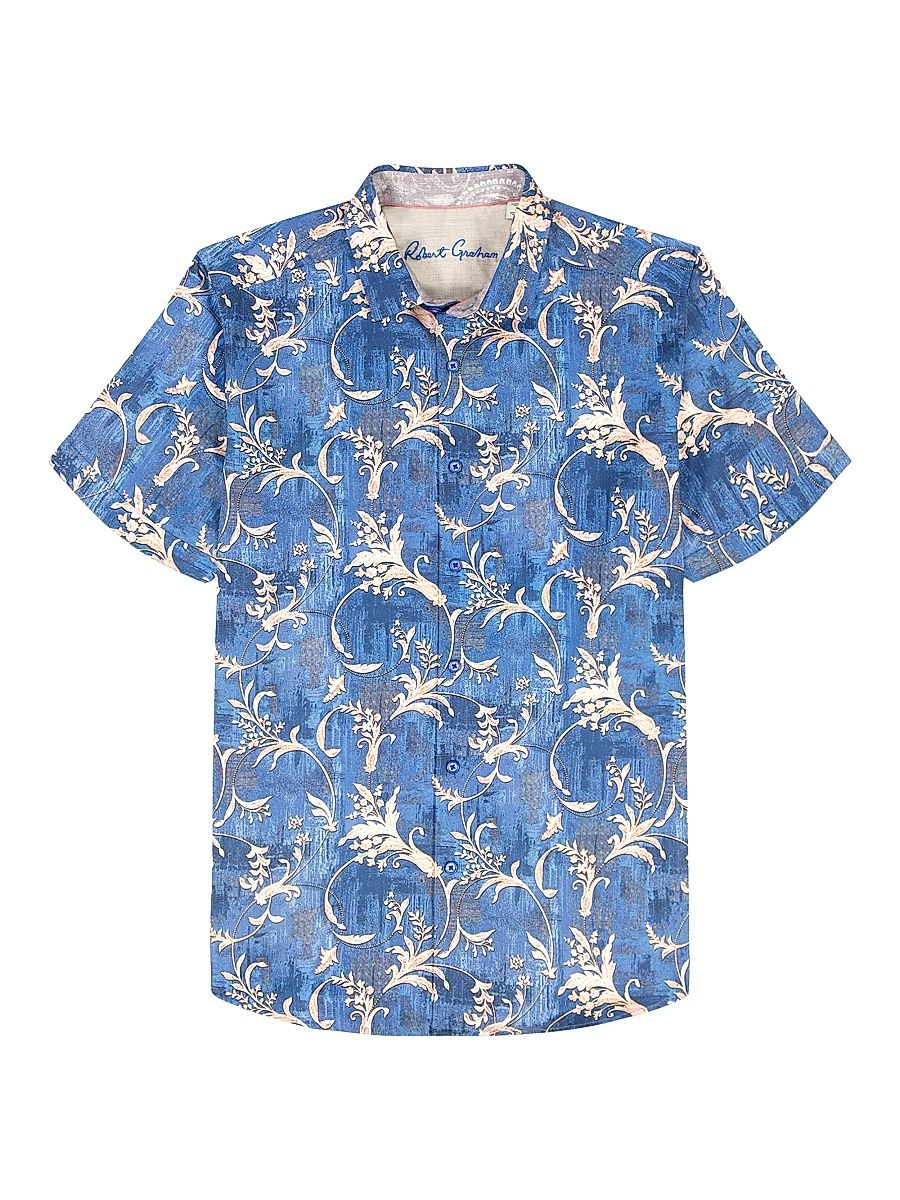 Men's Junipero Woven Short-Sleeve Shirt - Blue - Size XXL