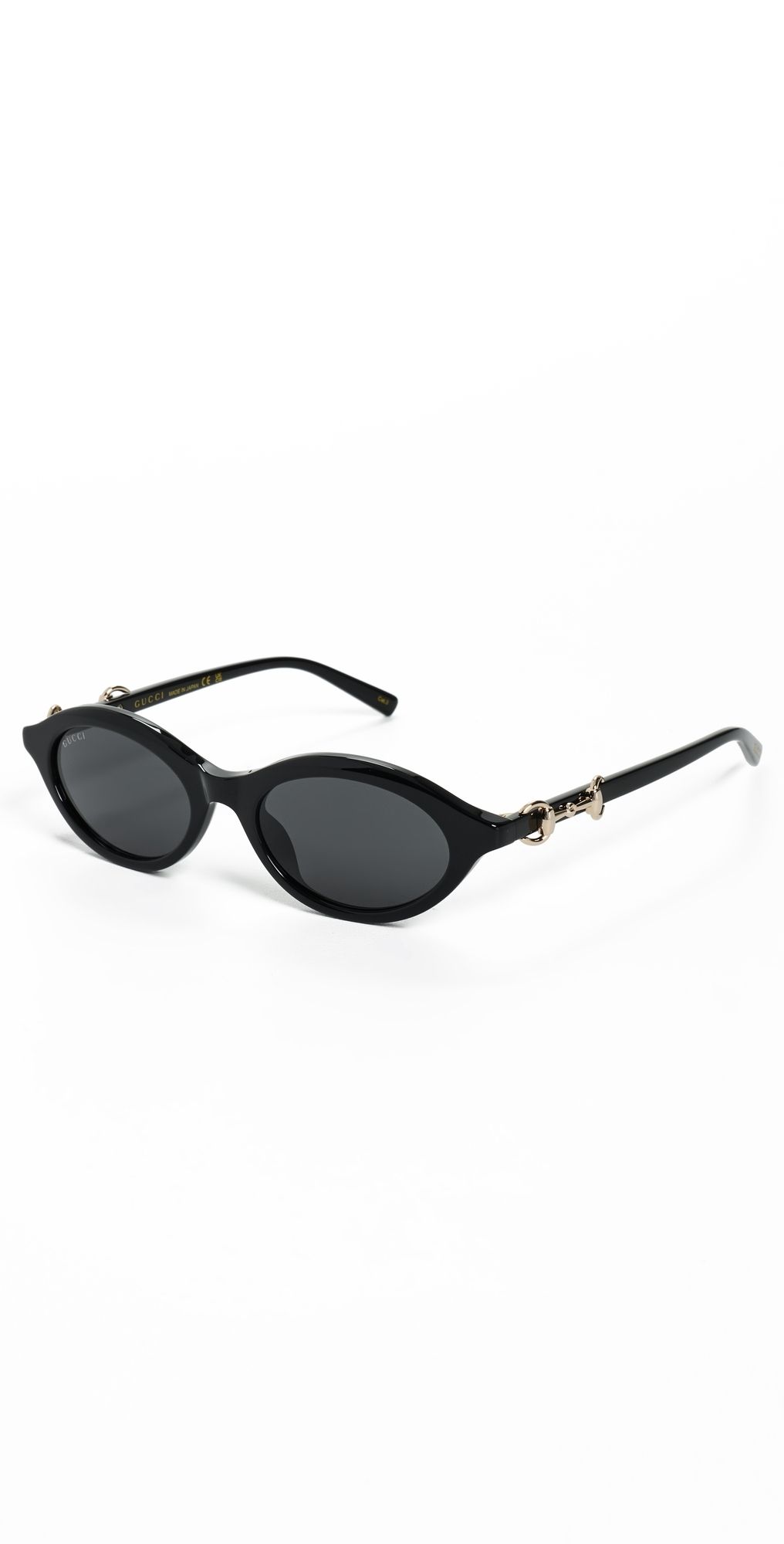 Gucci Oval Frame Sunglasses Black-Black-Grey One Size